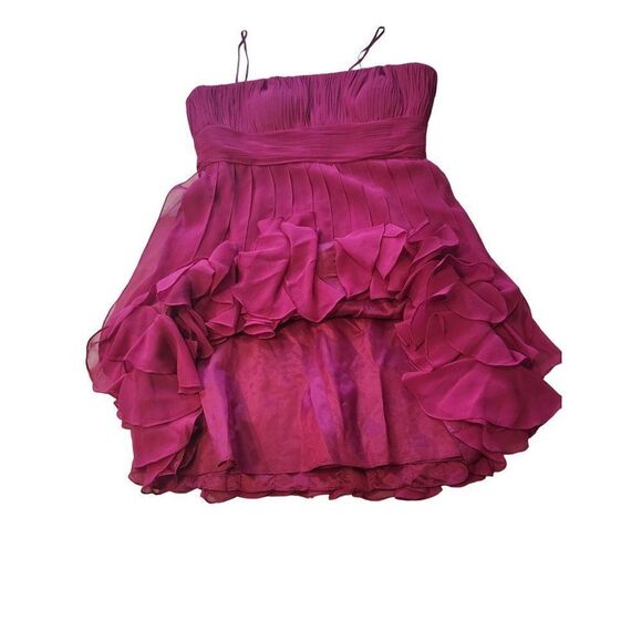 JS Boutique Strapless Cocktail Dress Women Sz 12 Purple Mini Ruffled Designer - Picture 4 of 7